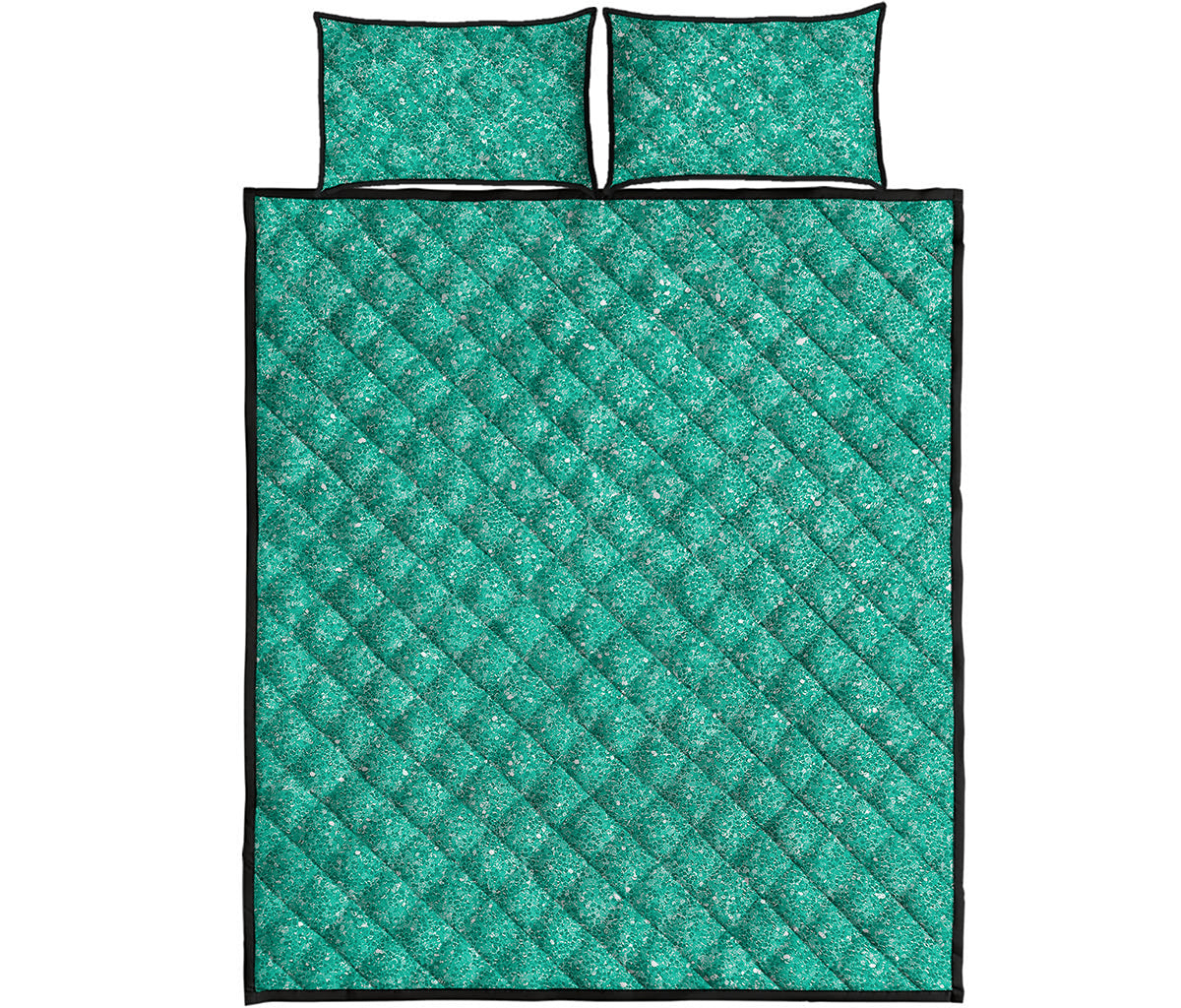 Turquoise Glitter Artwork Print (NOT Real Glitter) Quilt Bed Set
