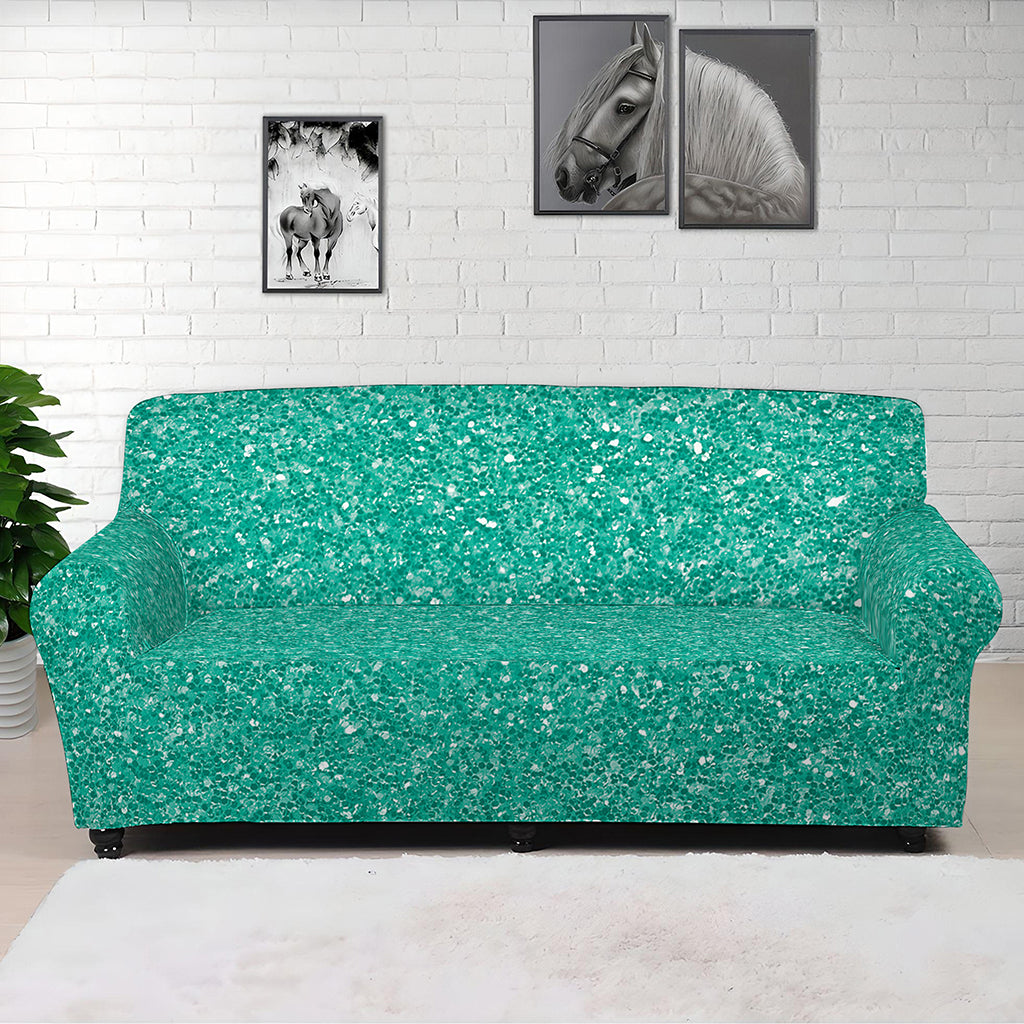 Turquoise Glitter Artwork Print (NOT Real Glitter) Sofa Cover