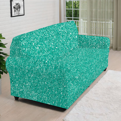 Turquoise Glitter Artwork Print (NOT Real Glitter) Sofa Cover