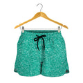 Turquoise (NOT Real) Glitter Print Women's Shorts