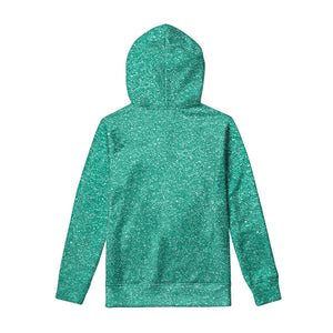 Turquoise Glitter Artwork Print Pullover Hoodie