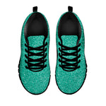 Turquoise Glitter Texture Print Black Sneakers