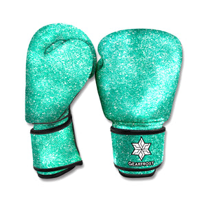 Turquoise Glitter Texture Print Boxing Gloves