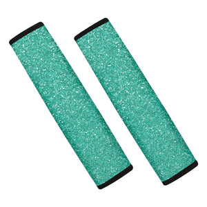 Turquoise Glitter Texture Print Car Seat Belt Covers