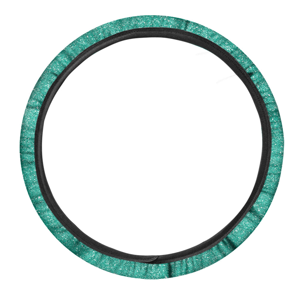 Turquoise Glitter Texture Print Car Steering Wheel Cover