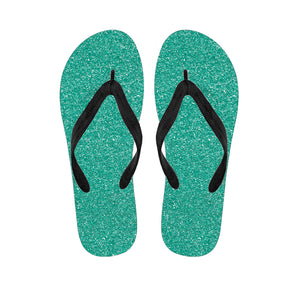 Turquoise Glitter Texture Print Flip Flops