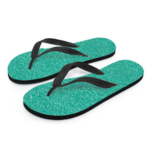 Turquoise Glitter Texture Print Flip Flops