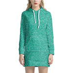 Turquoise Glitter Texture Print Hoodie Dress