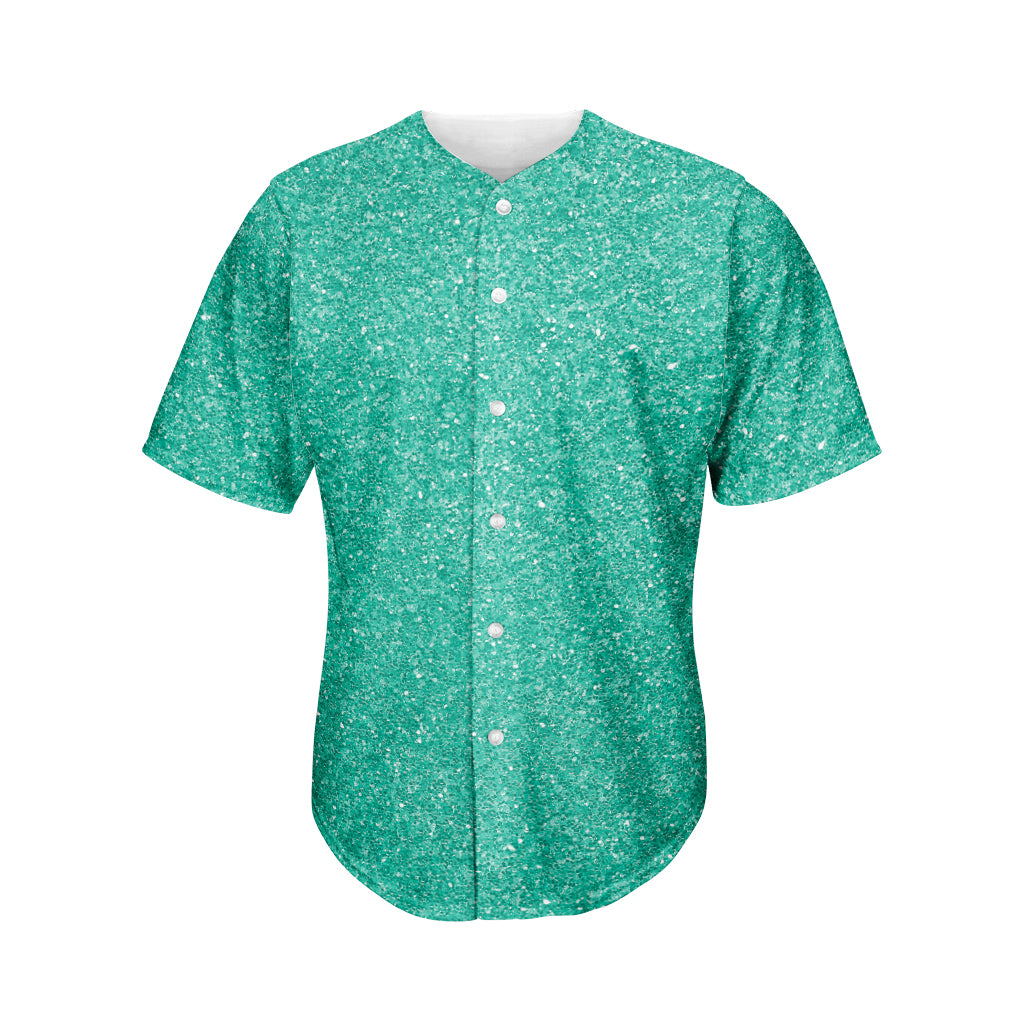 Turquoise Glitter Texture Print Men's Baseball Jersey