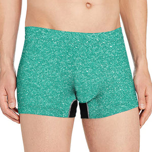 Turquoise Glitter Texture Print Men's Boxer Briefs