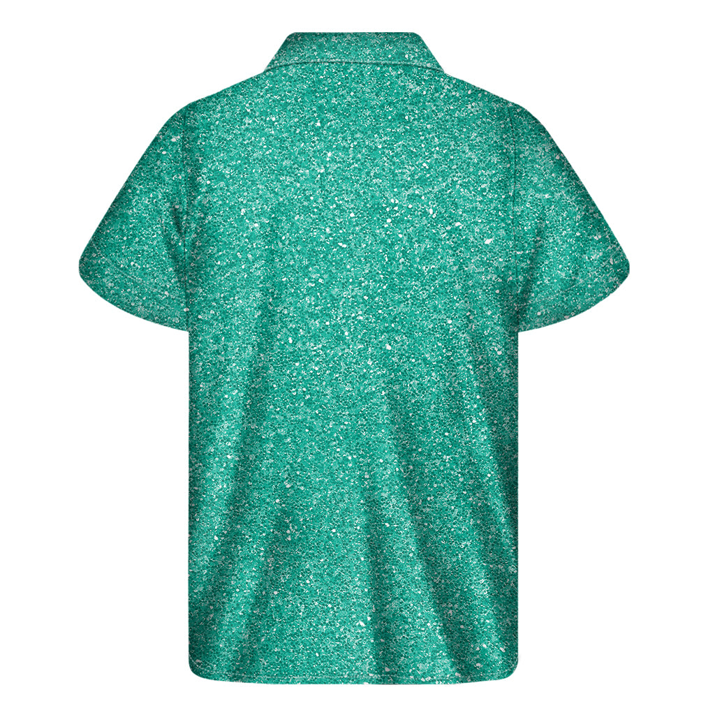 Turquoise Glitter Texture Print Men's Short Sleeve Shirt