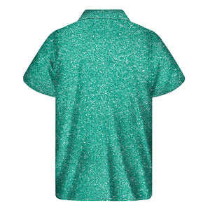 Turquoise Glitter Texture Print Men's Short Sleeve Shirt