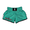 Turquoise Glitter Texture Print Muay Thai Boxing Shorts