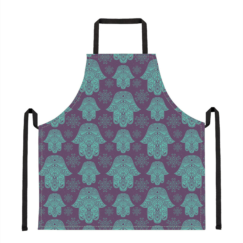 Turquoise Hamsa Pattern Print Apron