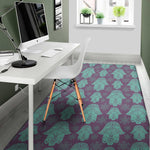 Turquoise Hamsa Pattern Print Area Rug