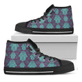 Turquoise Hamsa Pattern Print Black High Top Sneakers