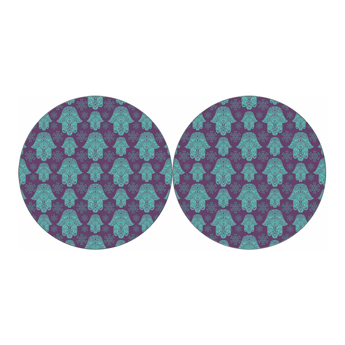 Turquoise Hamsa Pattern Print Car Coasters