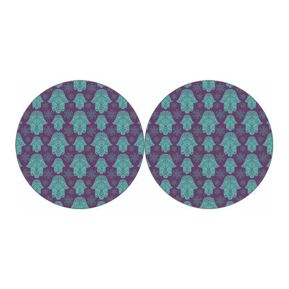 Turquoise Hamsa Pattern Print Car Coasters