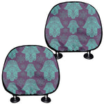 Turquoise Hamsa Pattern Print Car Headrest Covers