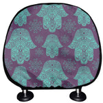 Turquoise Hamsa Pattern Print Car Headrest Covers