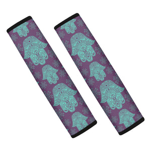 Turquoise Hamsa Pattern Print Car Seat Belt Covers