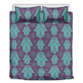 Turquoise Hamsa Pattern Print Duvet Cover Bedding Set