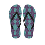 Turquoise Hamsa Pattern Print Flip Flops