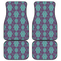 Turquoise Hamsa Pattern Print Front and Back Car Floor Mats