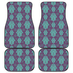 Turquoise Hamsa Pattern Print Front and Back Car Floor Mats