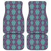 Turquoise Hamsa Pattern Print Front and Back Car Floor Mats