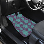 Turquoise Hamsa Pattern Print Front and Back Car Floor Mats