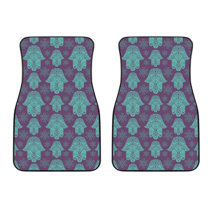 Turquoise Hamsa Pattern Print Front Car Floor Mats