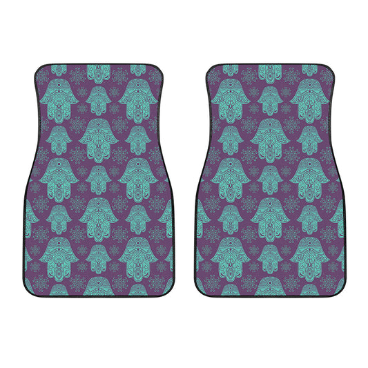 Turquoise Hamsa Pattern Print Front Car Floor Mats