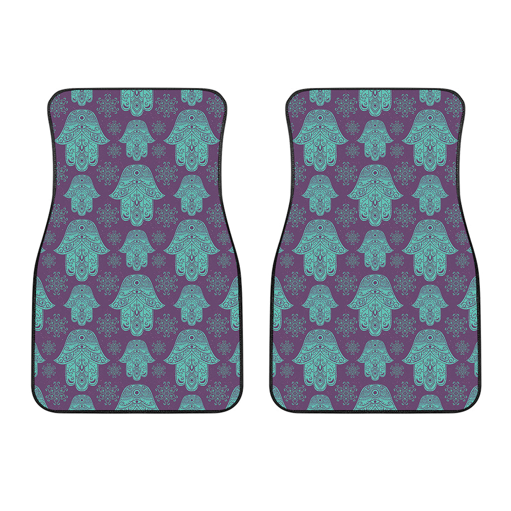 Turquoise Hamsa Pattern Print Front Car Floor Mats