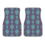 Turquoise Hamsa Pattern Print Front Car Floor Mats