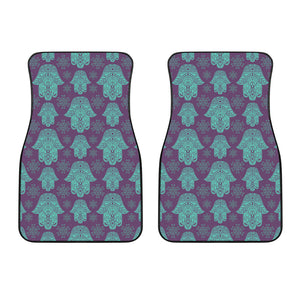 Turquoise Hamsa Pattern Print Front Car Floor Mats