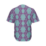 Turquoise Hamsa Pattern Print Men's Baseball Jersey