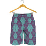 Turquoise Hamsa Pattern Print Men's Shorts