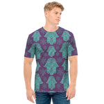 Turquoise Hamsa Pattern Print Men's T-Shirt