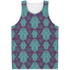 Turquoise Hamsa Pattern Print Men's Tank Top