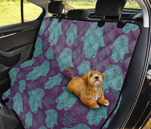 Turquoise Hamsa Pattern Print Pet Car Back Seat Cover