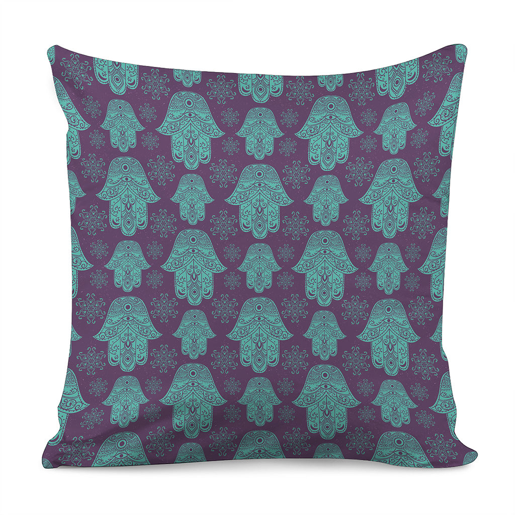 Turquoise Hamsa Pattern Print Pillow Cover