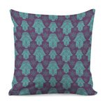 Turquoise Hamsa Pattern Print Pillow Cover