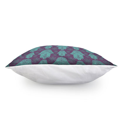 Turquoise Hamsa Pattern Print Pillow Cover