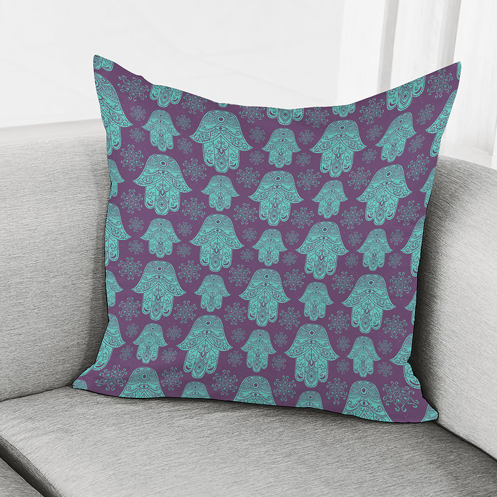 Turquoise Hamsa Pattern Print Pillow Cover