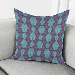 Turquoise Hamsa Pattern Print Pillow Cover