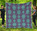 Turquoise Hamsa Pattern Print Quilt