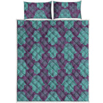 Turquoise Hamsa Pattern Print Quilt Bed Set