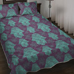 Turquoise Hamsa Pattern Print Quilt Bed Set
