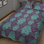 Turquoise Hamsa Pattern Print Quilt Bed Set